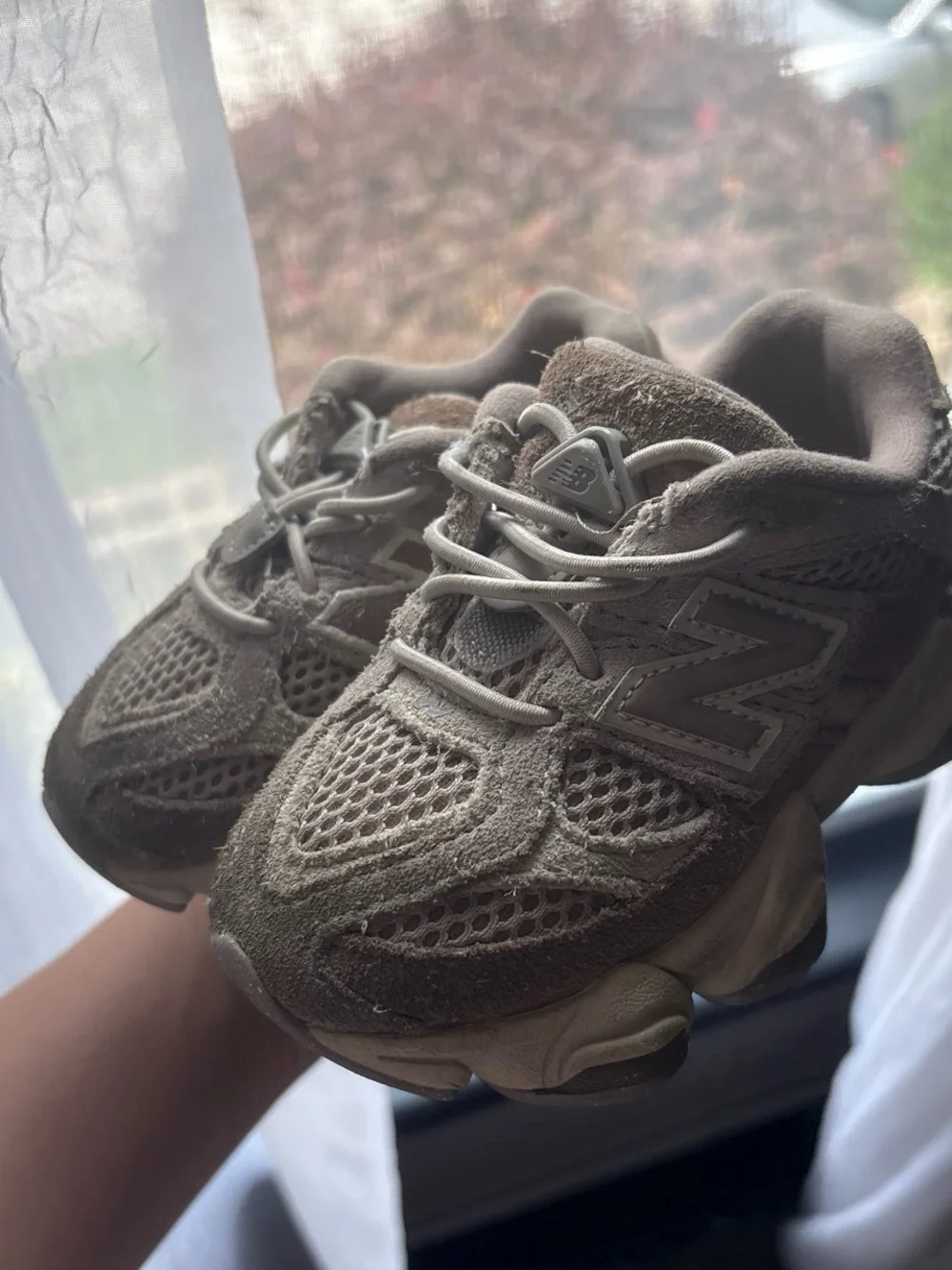 New Balance Kids Brown and Tan Mesh Suede Sneakers